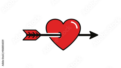 Heart pierced by an arrow, love symbol