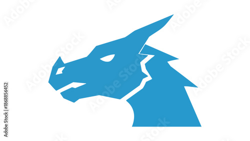 Blue wolf head logo profile view