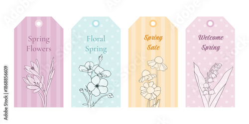 Spring Floral Gift Tags with Pastel Backgrounds