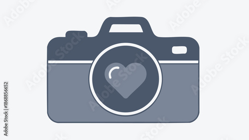 Camera Icon with Heart Shaped Lens Element