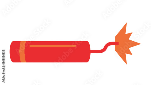 Cartoon firework exploding with vibrant red and orange colors