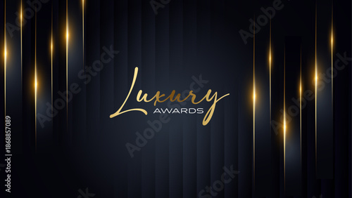 Black and Gold Premium Background. Innovative Flyer Premium Luxury Template. Cool Concept Design. Glorious Celebratory Template for Movie and Show. Luxurious Wedding Design. Gala Night.