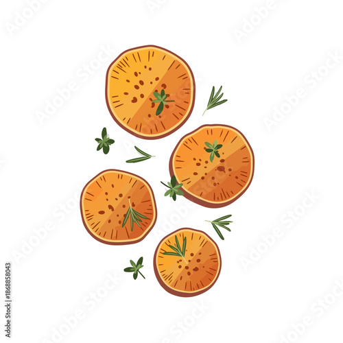 Roasted Sweet Potatoes Vector Illustration