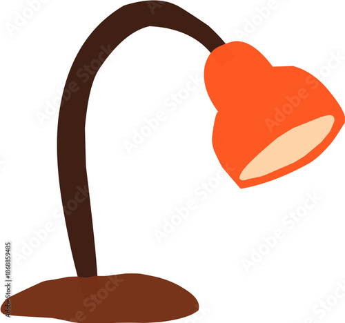 Hand drawn cute cartoon desk lamp, reading light on bedside