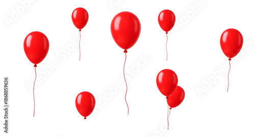 red, balloon, party, isolated, celebration, birthday, festival, decoration, helium, air, floating, round, shiny, glossy, bright, colorful, festive, cheerful, fun, joy, happiness, event, kids, children