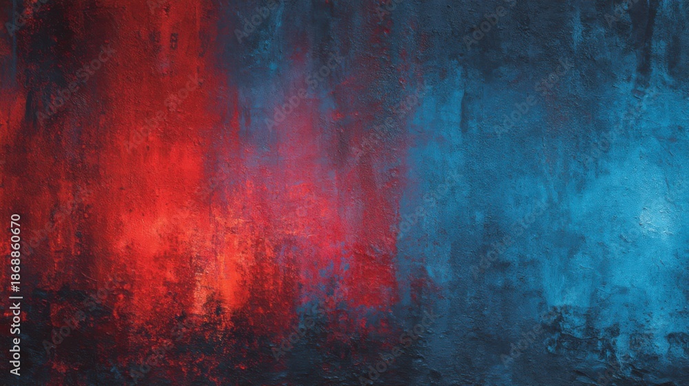 Fototapeta premium Vibrant red and blue abstract texture art with dramatic color contrast.