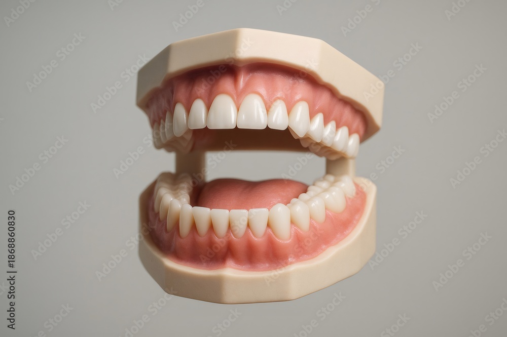 Obraz premium Dental model displaying healthy human teeth and gums, used for education, oral health, and dentistry concepts