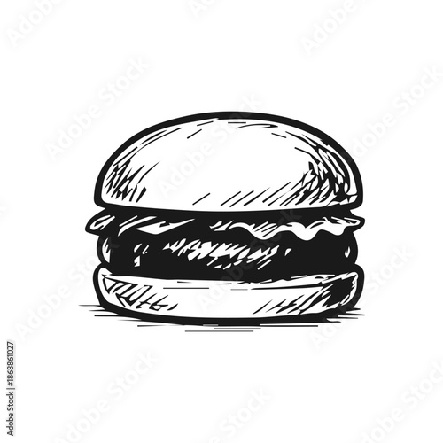 Hand drawn cheeseburger sketch for fast food menu