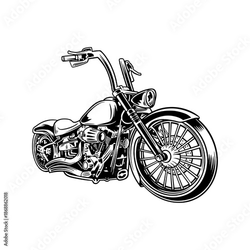 Chopper Motorcycle Vector Art, Custom Bike SVG, Long Front Fork