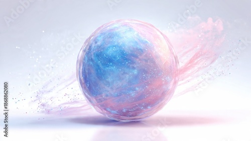 Abstract Cosmic Sphere with Pink and Blue Hues