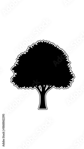 Cherry tree silhouette – bold black tree icon for pruning or arborist themes