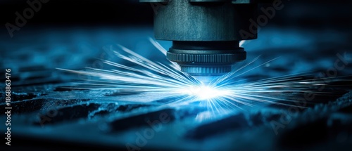 Industrial laser cutting in process highlighting precision manufacturing concept