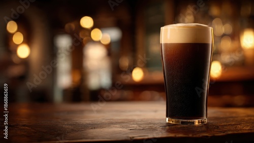 Wallpaper Mural Pint of Stout on Wooden Bar Top Torontodigital.ca