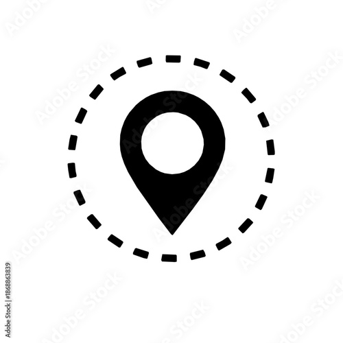 Geofencing location-based authentication solid glyph icon (vector)