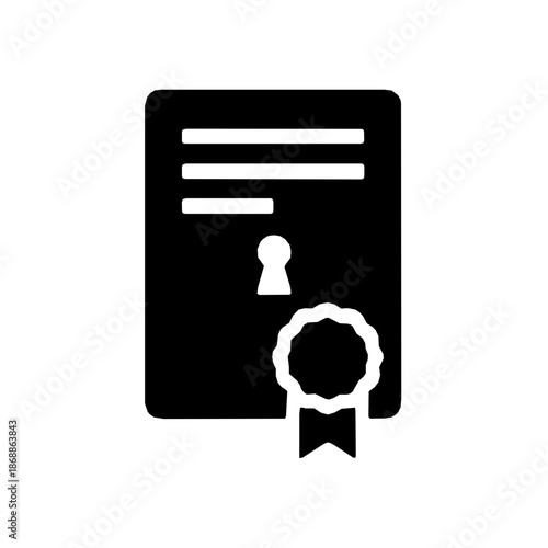 Certificate-based authentication digital ID solid glyph icon (vector)
