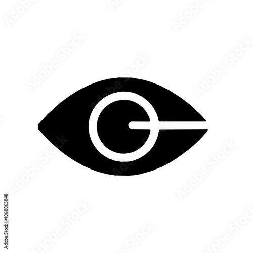 Iris biometric eye scan authentication solid glyph icon (vector)