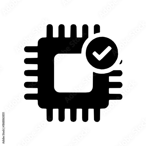 Hardware attestation device verification solid glyph icon (vector)