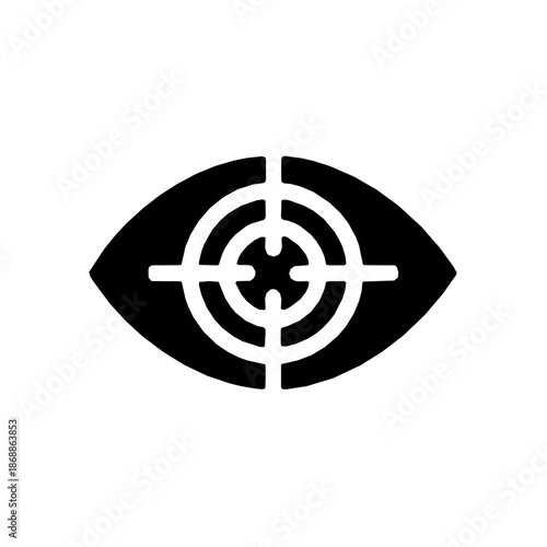 Iris scan biometric eye identification solid glyph icon (vector)