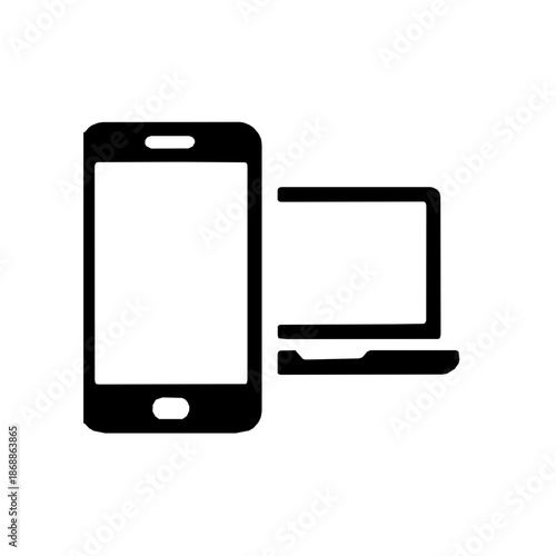 Account sync secure device verification solid glyph icon (vector)