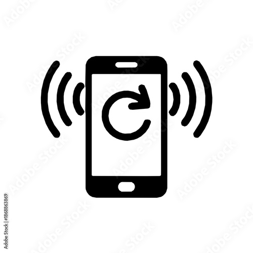 NFC contactless authentication proximity solid glyph icon (vector)
