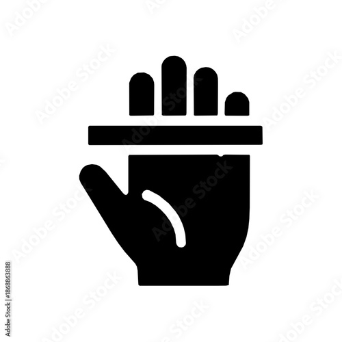 Palm print biometric scan verification solid glyph icon (vector)