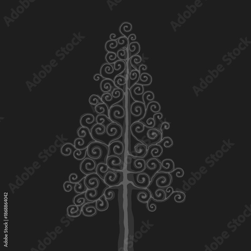 Stylised pine tree illustration; floral conifer icon
