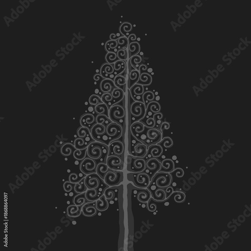 Stylised pine tree illustration; floral conifer icon
