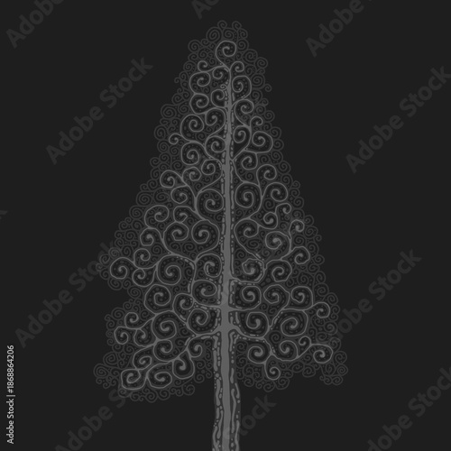 Stylised pine tree illustration; floral conifer icon
