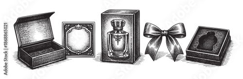 A vintage illustration depicts various industrial shipping and storage items including a milk churn, wooden pallet, metal pipe, oil drums, and a wooden crate, all in black and white.