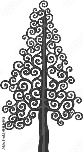 Stylised pine tree illustration; floral conifer icon
