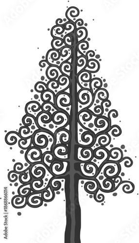 Stylised pine tree illustration; floral conifer icon
