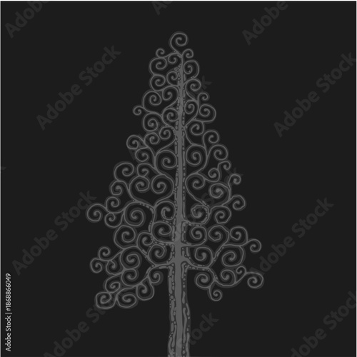Stylised pine tree illustration; floral conifer icon
