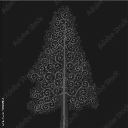 Stylised pine tree illustration; floral conifer icon
