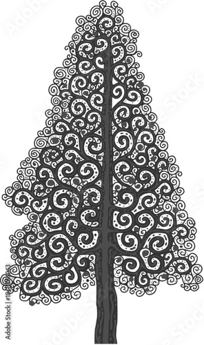 Stylised pine tree illustration; floral conifer icon
