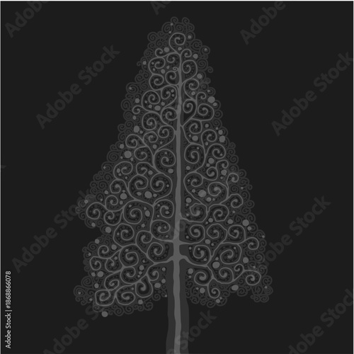 Stylised pine tree illustration; floral conifer icon
