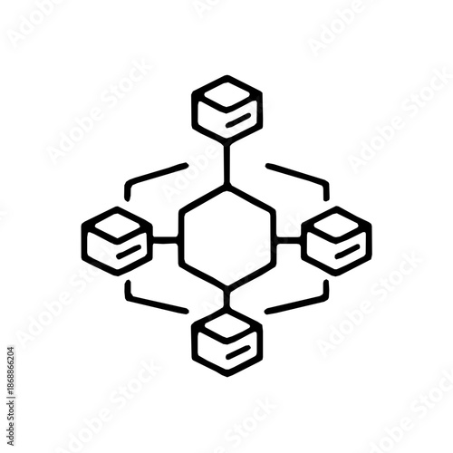 Unified Distributed Memory Pool Single Line Outline Icon Vector