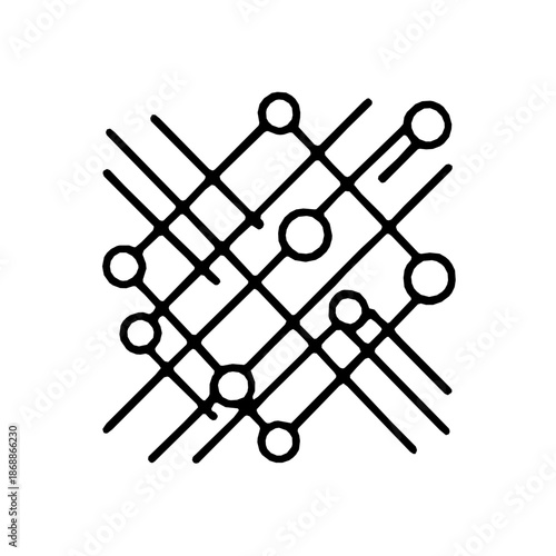 High Speed Interconnect Fabric Mesh Single Line Outline Icon Vector