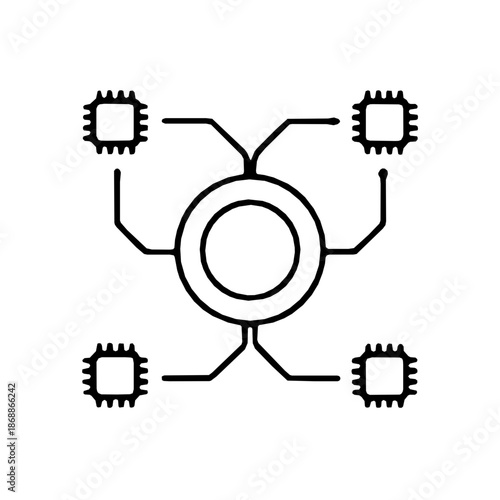 AI Workload Balancer and Traffic Controller Single-Stroke Icon