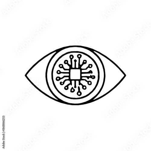 Neuromorphic Vision Sensor AI Chip Icon Vector