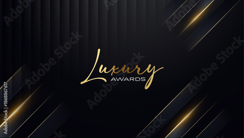 Black and Gold Award Background. Modern Luxury and Premium Design Template. Beautiful Wedding Template. Celebrating Graphics for Birthday and Event occasion. Royal Looking Creative Design Pattern.