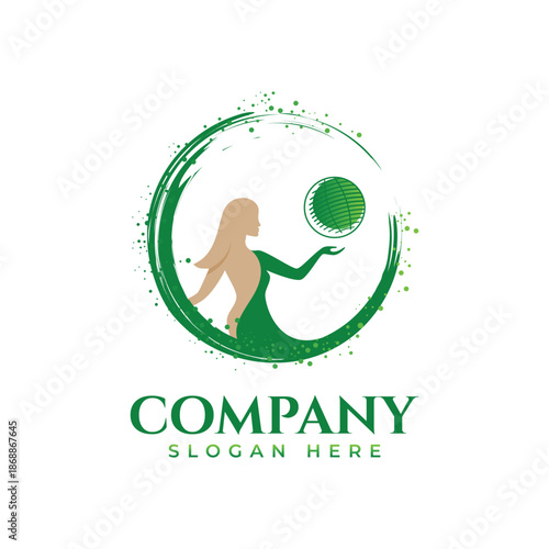 Silhouette women with globe in hand on the white background