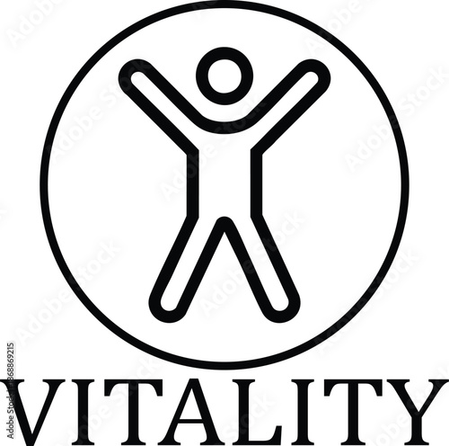 Vitality icon a stylized human figure with arms raised in a circle representing health and well-being perfect for fitness and wellness branding