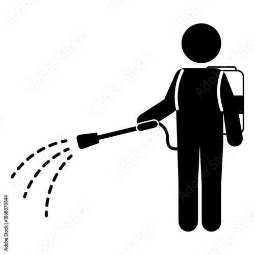 動力噴霧器で農薬を散布・消毒している人のピクトグラム