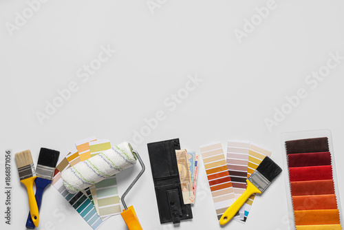 Wallet with money and paint...
