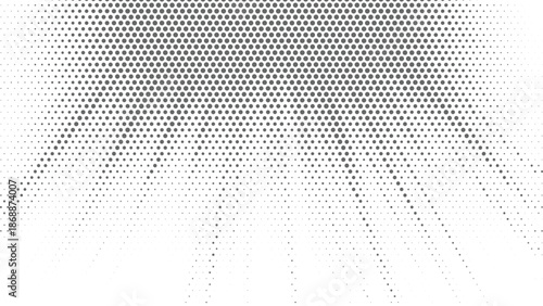 Radial Gray Halftone Dot Pattern with Expanding Sunburst Effect and Clean Corporate Gradient Background Vector Illustration