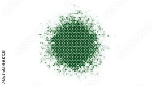 Green Hexagonal Cell Halftone Sphere with Abstract Digital Mosaic Texture Vector Illustration