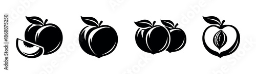 Fruit vector icons set. peaches, healthy food illustrations for design
