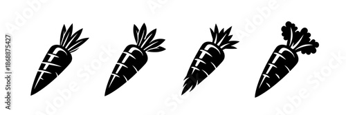 Vegetable vector icons set: carrot symbols for farming and nutrition design