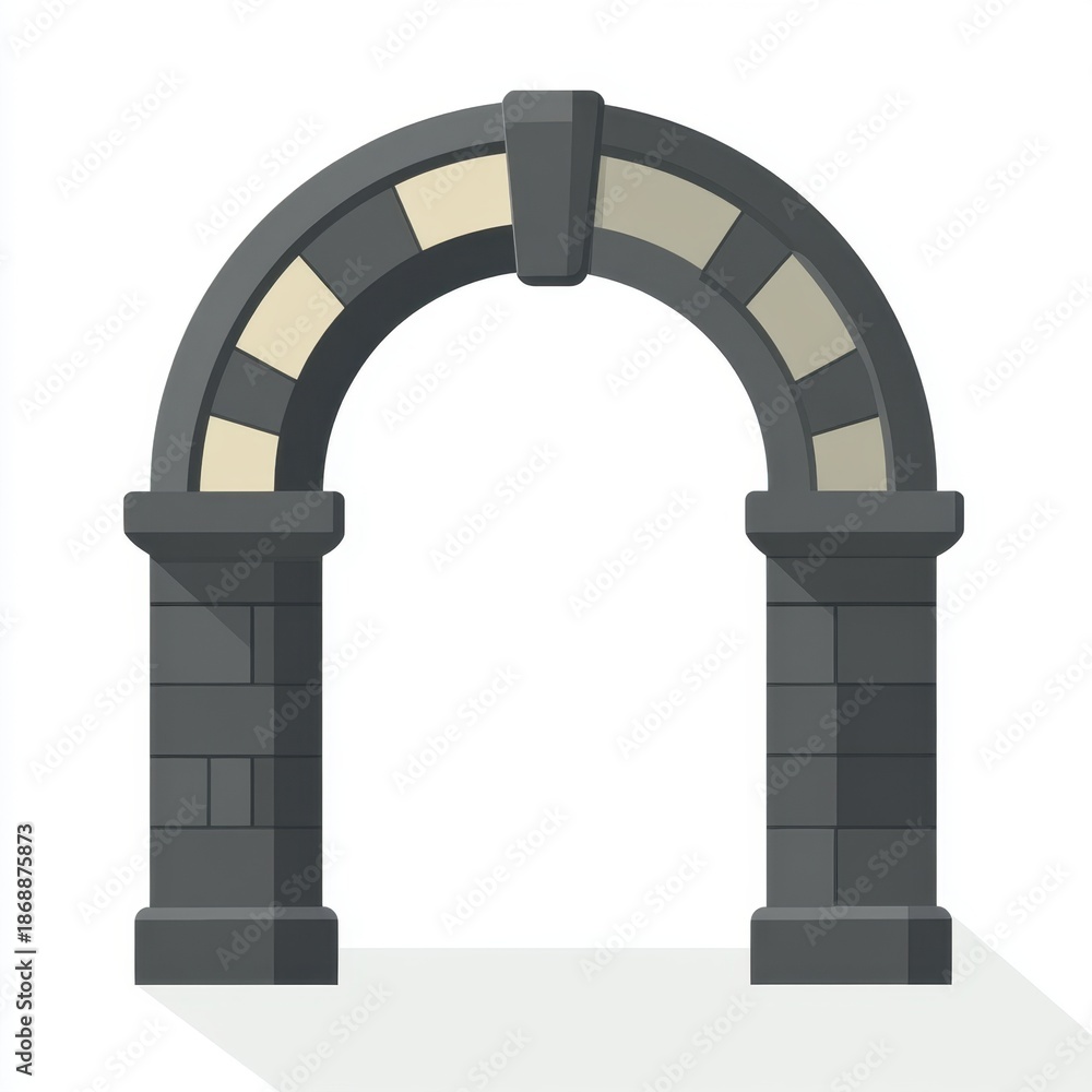 Fototapeta premium Ancient stone arch entrance icon isolated on white background.