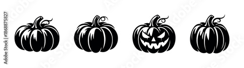 Halloween vector icons set with spooky pumpkins and holiday symbols